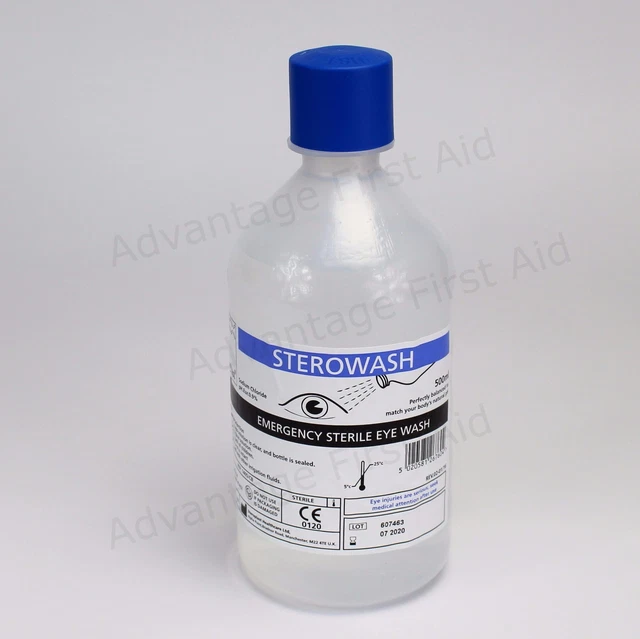Bottiglia per lavaggio ferite oculari 500 ml. Soluzione salina sterile per irrigazione oculare quantità 10 3