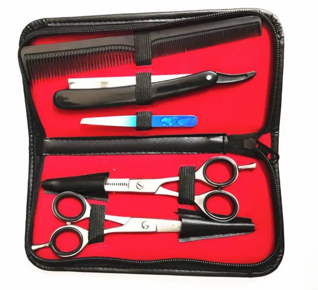 Kit 5 Pièces Ciseaux Salon de Coiffure Coiffeur Pour Éclaircir Et Coupe Cheveux