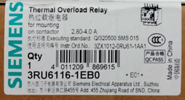 3RU6116-1EB0  2.8-4A  Thermal  relay New #A7
