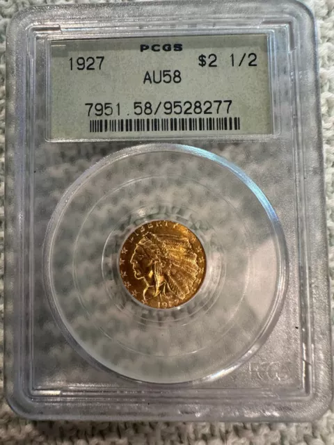 1927 $2.50 Gold Indian Head Quarter Eagle PCGS AU 58 Gold Shield