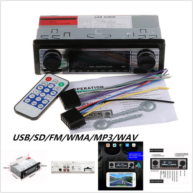 Vintage Car Radio Modern Bluetooth MP3 Player AUX Classic Cars Stereo + Remote