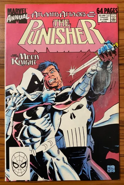 THE PUNISHER ANNUAL 2 VF/NM 1st battle of PUNISHER vs MOON KNIGHT!!! 1988 Marvel