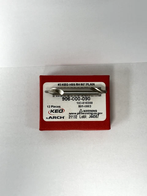 KEO # 3 60 DEGREE HSS RH COMBINATION DRILL AND COUNTERSINK, Lot of 10, NEW