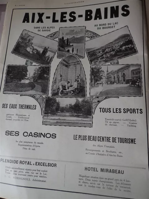 AIX LES BAINS + BELLE JARDINIERE par LAURO publicité papier ILLUSTRATION 1924 co