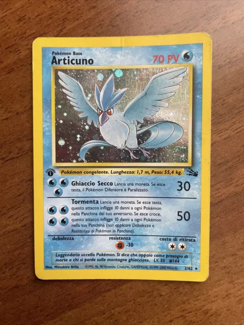 Pokemon cards Articuno Fossil 2/62 Holo Prima Edizione ITA carte Vintage