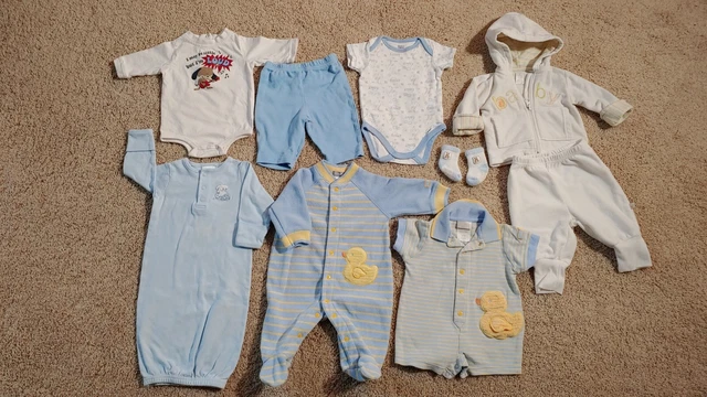 10pc Infant Boys 0-3 Mos Clothing Carter's Gerber First Moments Bodysuits Pant