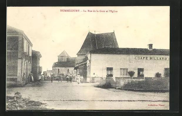 CPA Humbècourt, La Rue de la Gare et l´Eglise