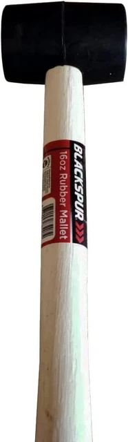 Maillet Marteau 455ml Outil Noir Caoutchouc Tête Rigide Poignée en Bois Tige 2