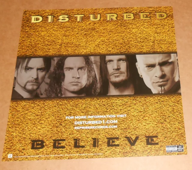 Disturbed Believe Poster 2-Sided Flat Square 2002 Promo 12x12