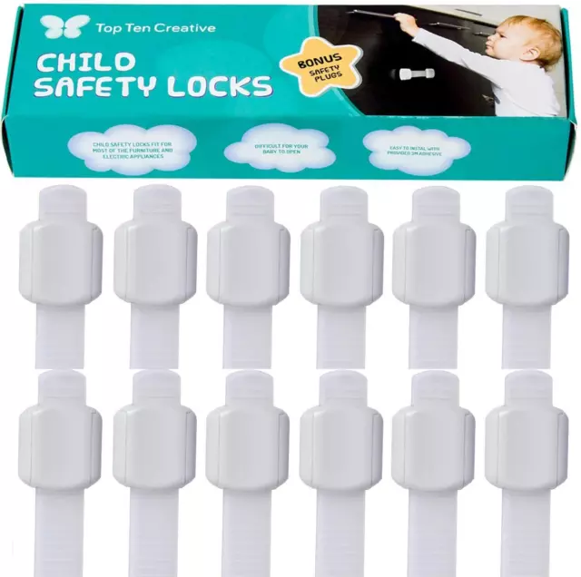 Safety 1st 14 Pack Wide Grip Cabinet Locks & Drawer Latches Child Proof Baby