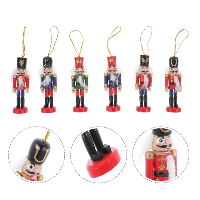 6 Pcs Christmas Nutcracker Resin Child Small Xmas Party Decor 3