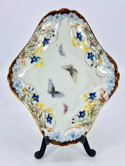 1890s Japanese porcelain decorative plate Meiji era Butterfly Design Antique