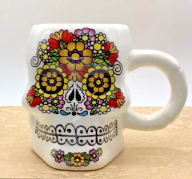 Day Of The Dead Mug Dia de Los Muertos Figural 3D Sugar Skull Halloween Mug