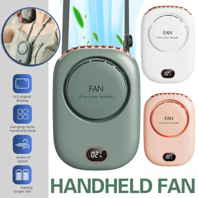 Portable Neck Fan USB Rechargeable Desk Fan Mini Cooling Fan Travel Hanging Fan