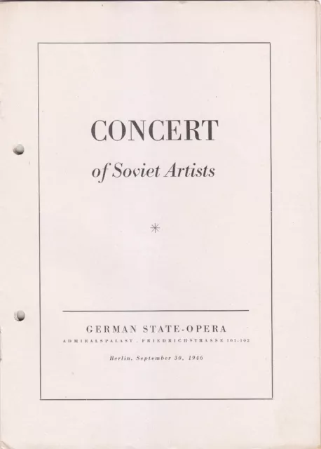 Concert Programme 1946 East Berlin Beethoven Quartet of Moscow