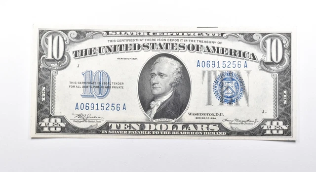 1934 $10 United States Silver Certificate Blue Seal Note *0851