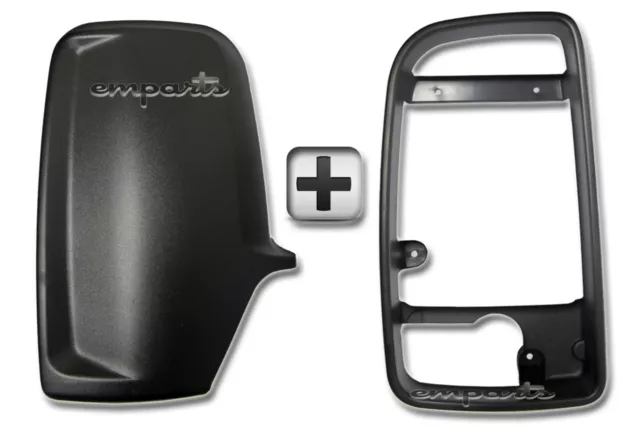 VW Crafter Wing Mirror Black Back Casing Cover + Inner Bezel Frame Left Side N/S