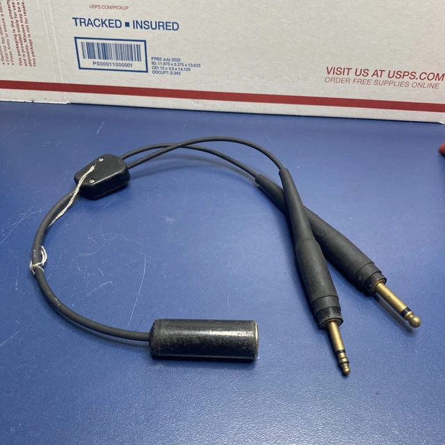 GENERAL AVIATION DUAL Plug Headset Splitter David Clark Pilot Cable