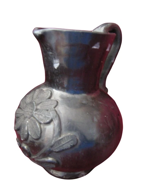 DONA ROSA OAXACA Mexican Folk Art Flower Pitcher Black Clay