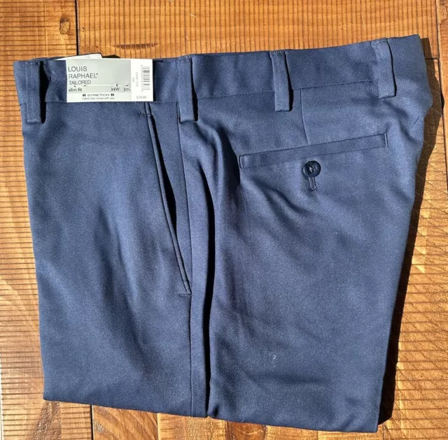 Louis Raphael Tailored Slim Fit Blue Dress Pants - Men's Size 34x30 NWT