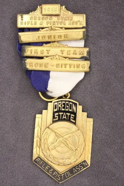 1955 Oregon State Rifle Pistol Assn Junior First Team Prone Sitting Award Medal