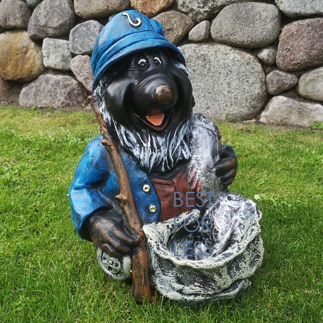 MAULWURF GARTENFIGUR GARTENZAUN Gartenzwerg Angler Figur Gartenteich