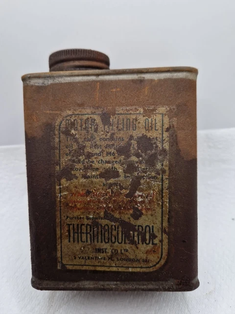Vintage, Thermocontrol, Oil Tin Can Automobilia Motor Garage Petroliana Motoring