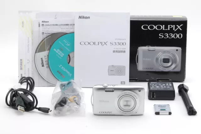 [MINT in Box] Nikon Coolpix S3300 16MP 6x Zoom Silver Digital Camera From Japan