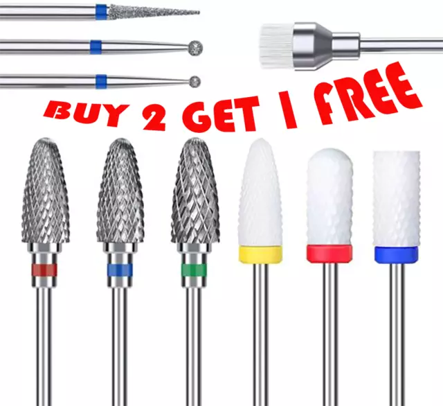 Uña Brocas de Taladro Pulir Gel Pulir Extracción Cerámica Tungsteno Fresa 3/32