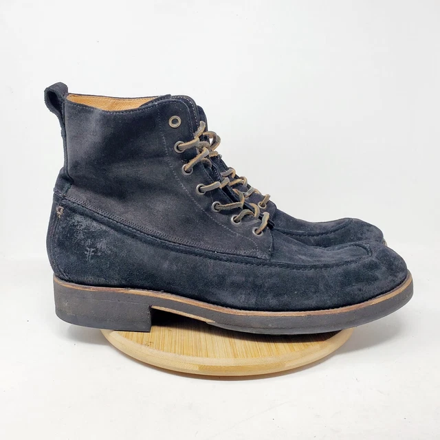 FRYE BOOTS MENS 12 D Rainer Black Waxed Suede Lace Up Combat Ranger