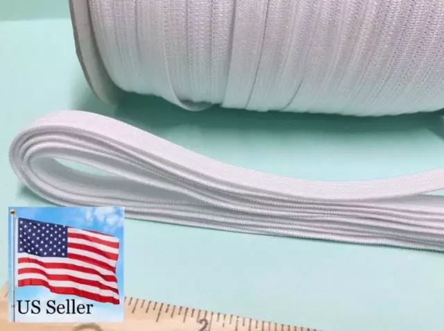 10 yard Elastic Band 3/8" inch Trim/Spandex/make face shield/mask T181-White-9mm