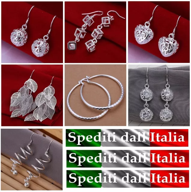 orecchini,argento 925 Sterling Silver da donna,7 modelli,pendenti,idea regalo