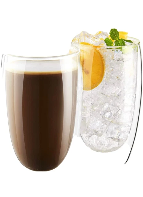Set of 2 Double Wall Insulated Coffee Cup  16 oz Hot Or Cold Drink