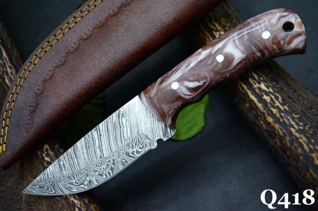 Custom Hand Forged Damascus Steel Hunting Knife Handmade,8.0" OAL (Q418)