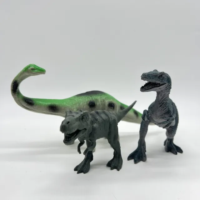 Unbranded Dinosaur Lot Of 3 Trex Brontosaurus Prehistoric Educational Figures