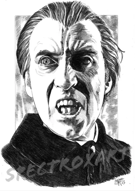 "HAMMER HORROR SIGNIERT LIMITIERTE EDITION KUNSTDRUCK ""Graf Dracula"