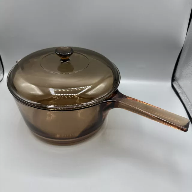 Vision Corningware Double Boiler Pot with lid 3 PC 1.5 L V-20-B Amber  Cookware