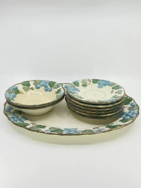 9pc METLOX SCULPTURED GRAPE by POPPYTRAIL Dishes - serving plate bowls saucers