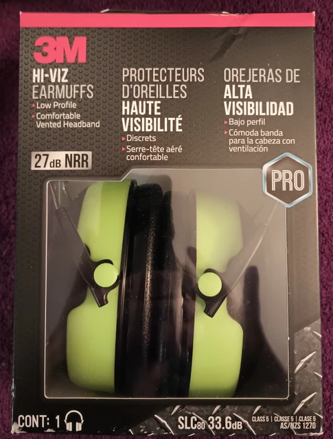3M Work Wear Hearing Protector Professional Earmuffs High Viz Green Case NIB