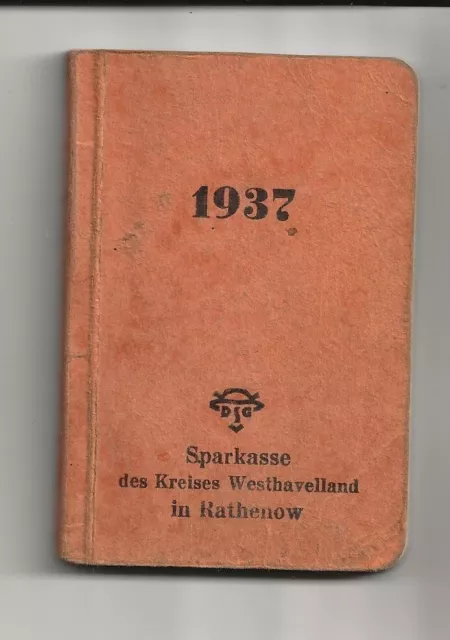 Deutscher Kalender 7x10cm   1937  Sparkasse Westhavelland - Rathenow  126 Seiten