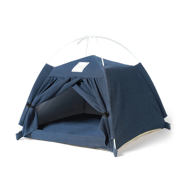 Dog Tent House Folding Light Weight Summer Tent Dog House Bed Cotton Flax
