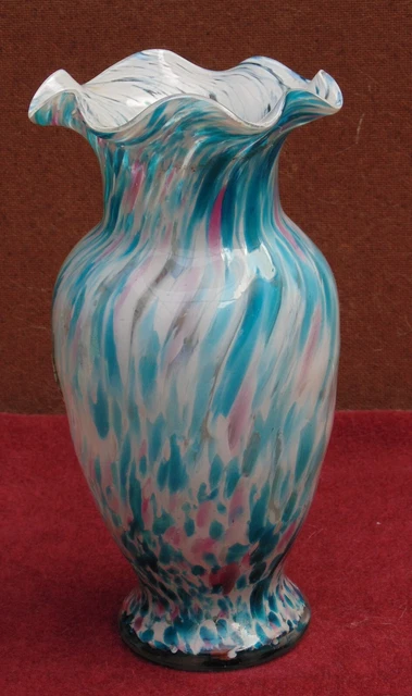 rare magnifique ancien grand VASE en verre a col ourlée Clichy Pantin Murano