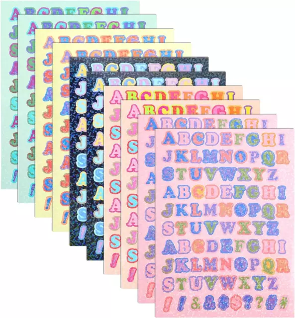 880 Pieces 10 Sheets Colorful Letter Stickers Self Alphabet Letter Stickers for