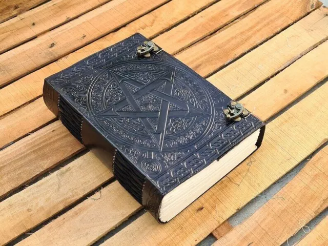 Diario de cuero, cuaderno de hechizos de magia negra, grimorio de cuero de...