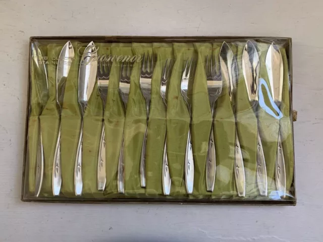 GROSVENOR 18/8 Stainless Steel Fish Knives & Forks In Original Box