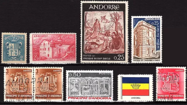 8 TIMBRES FRANCE ANDORRE 1943 à 1983 Y&T n° 48 +   104 + 174 + 184 + 321