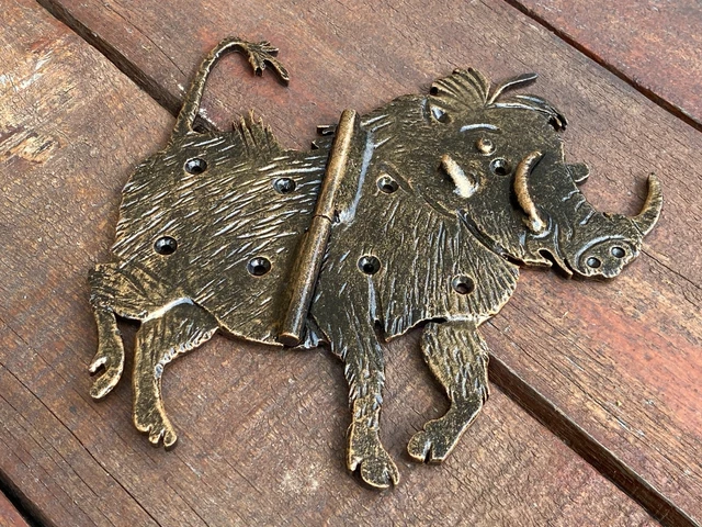 Animal Hinge Warthog Hardware Door Handle Nature Blacksmith Hand Forged Shutter