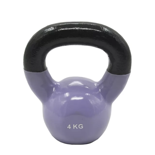4Kg Iron Vinyl Kettlebell Weight - Gym Use Russian Cross Fit Strength Training