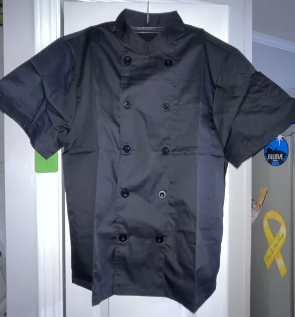 Toptie Ladies Short Sleeve Chef Shirt Uniform~Black Size M~Kitchen~Work~Cook~Nip