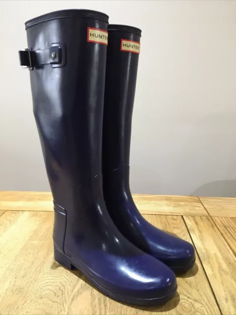 WOMENS HUNTER WELLINGTON Boots Size 3 Original Refined Gloss Tall Purple Wellies 27.99 PicClick UK